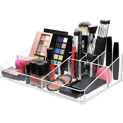 #ad Clear 9 Compartment Acrylic Storage Organizer for Makeup and Beauty Essentials $14.99