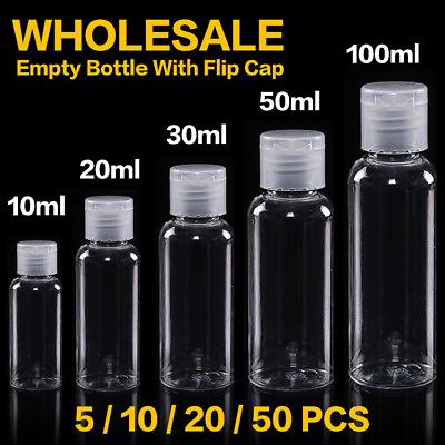 #ad 30 50 100ML Empty Plastic Sample Flip Cap Bottle Liquid Makeup Container Kit Lot $14.95