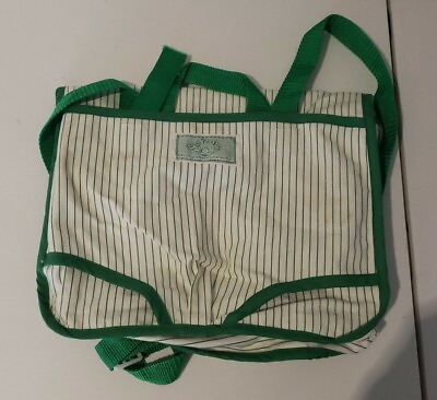 #ad Vintage 1984 Cabbage Patch Kids Doll Diaper Bag Backpack White Green Striped $10.00