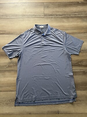 #ad Peter Millar Men#x27;s XL Big White Blue Striped Short Sleeve Golf Polo Shirt $22.00