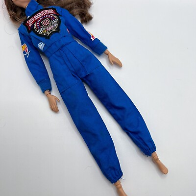#ad Mattel 50th Anniversary NASCAR Barbie Doll Clothes Blue Jumpsuit Read $2.99