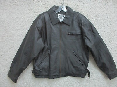 #ad VINTAGE City Streets Leather Jacket Medium Adult Black Full Zip Pockets Mens M $48.75