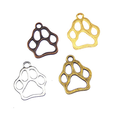 #ad Lot of 40 Metal Dog Footprint Charms Multi colors Necklaces Pendants Crafts DIY $3.79