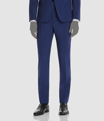 #ad $245 Hugo Boss Men#x27;s 38W Blue Slim Fit Genius Solid Wool Suit Trousers Pants $78.78