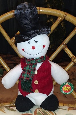 #ad Good Stuff Snowman Christmas Holiday Plush 16quot; Top Hat Vest Scarf Buttons NWT J $22.49