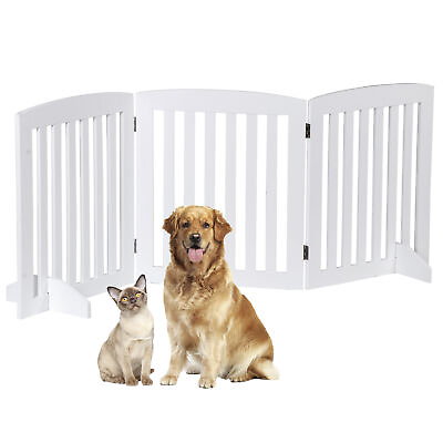 #ad #ad 24quot; Freestanding Pet Dog Gate 3 Panel Indoor Foldable Dog Fence for Stairs White $40.58