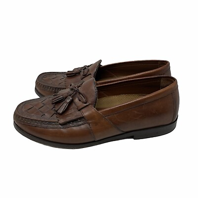 #ad Johnston amp; Murphy Mens Loafer Shoes Brown Woven Toe Kiltie Tassel Size 9M $17.49