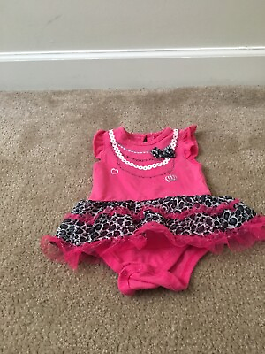 #ad 1 Pc Baby Paris Girls Pink Leopard Print Snap Crotch Romper Tutu Size 9 Months $34.00