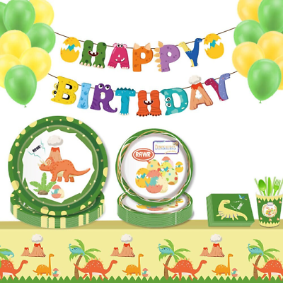 #ad Dinosaur Birthday Decorations Dinosaur Birthday Banner Dinosaur Cupcake Set GBP 3.99