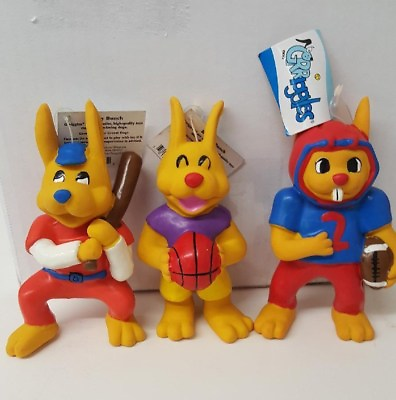#ad Set of 3 Bunny Bunch Sports Bunnies Squeaking Dog Toys $11.99