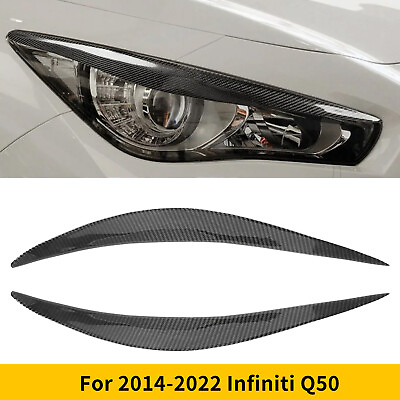 #ad Carbon Fiber Headlight Eyelid Trim Cover Car Eyebrows For INFINITI Q50 2014 2022 $15.98