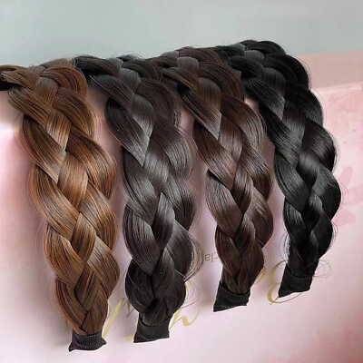 #ad Wigs Four strands Hair Wide Hair Hoop Braid Wig Twist Headband Hair Accessories $5.09