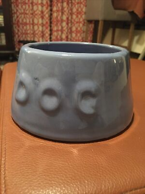 #ad #ad “DOG” ceramic pet food dish about 6.5” diameter and 3.5” tall round Blue clay $3.60
