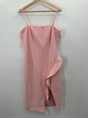 #ad Bardot Carmelle Bodycon Ruffle Side Midi Dress Pink Size US 12 XL $12.50