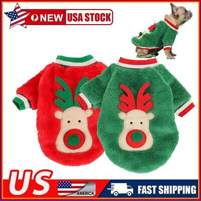 Pet Dog Clothes Christmas Elk Puppy Coat Winter Warm Sweater Jacket Clothing USA $8.08