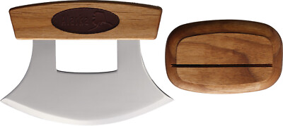 #ad B Merry UBL26 Ulu Birchwood Leather Inlay Fixed Plain Blade Knife $31.08