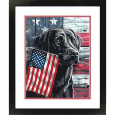 #ad Patriotic Dog Black Lab w Flag Paint by Number 11quot;x14quot; $18.59