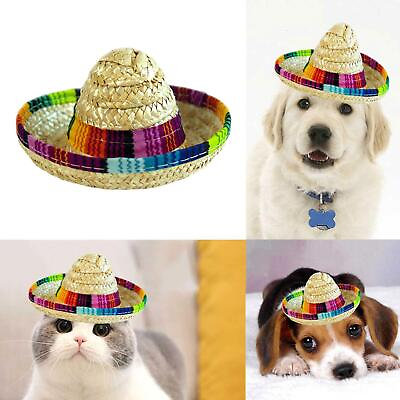 Costume Dog Supplies Sombrero Pet Straw Hat Pet Ornament Mexican Straw Cap. $3.26