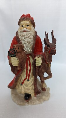#ad Santa Claus Figurine Reindeer 7 Inch Christmas Decoration $19.40
