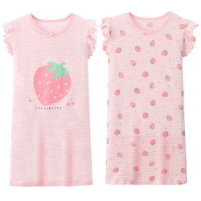 #ad Kids Girls Cotton Nightgown Short Sleeves Pink Sleepshirt for 4 9Y $16.36