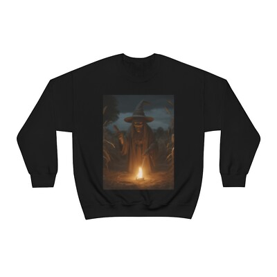 #ad Horror Witch Hay Maze Fire Night Plus Sized Sweatshirt $38.96