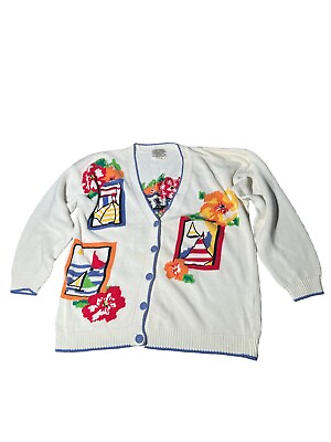 #ad vintage 1992 susan bristol hand embroidered cardigan Hong Kong Medium $14.53