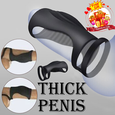 #ad Men Penis Enlarger Sleeve Penis Dicks Extender Stretcher Sheath Girth Ring Toys $9.99