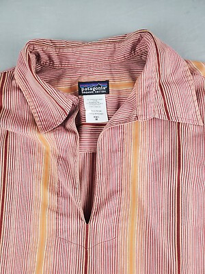 #ad Patagonia Men Shirt Medium Red Rhythm Cotton Blend Retro Long Sleeve Pockets $34.99