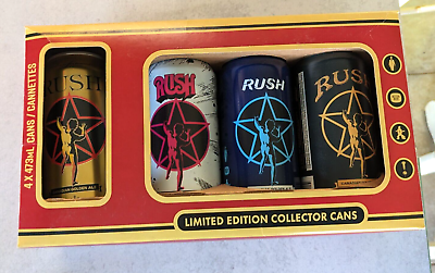 #ad 4 EMPTY CANS RUSH ROCK BAND BEER BOX SET HENDERSON CANADIAN ALE COLLECTIBLE AA97 $74.99