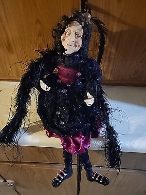 #ad 28” Halloween Witch Missing Broom Purple Black Dress Sitting Doll $66.00
