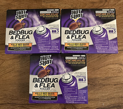#ad 3x Hot Shot Bedbug and Flea Fogger Kills Bed Bugs Fleas Lice Ticks 3 Pack $29.75
