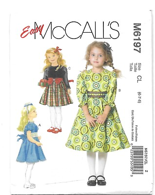 #ad McCall#x27;s 6197 Girl#x27;s Dresses Size CL 6 7 8 Sewing Pattern Easy Uncut $10.75