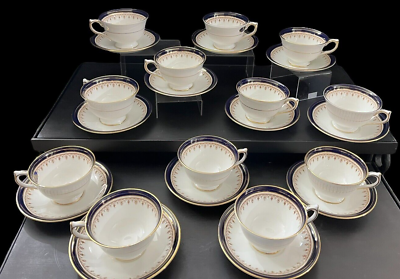 #ad Aynsley LEIGHTON Cobalt Smooth 11 Cup amp; Saucer Sets Gold Bands 2 3 8quot; Inside $175.00