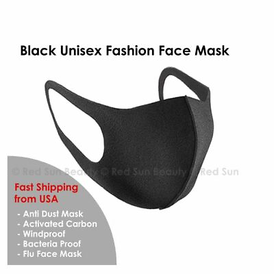 #ad Fashion Face Black Mask 3D Black Mask Washable amp; Reusable Mouth Cover 1ea $3.99