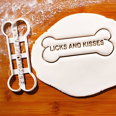 #ad LICKS AND KISSES Dog Bone cookie cutter biscuit treats pet lovers pooch bakery $12.14