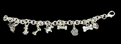 #ad Dog Lovers Charm Bracelet 8 Dog Pet Themed Metal Charms $9.99