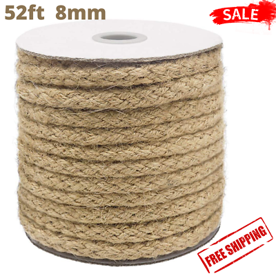 #ad 8mm Jute Rope Natural Braided Jute Macrame Cord for Garden Gifts DIY Crafts 52Ft $19.89