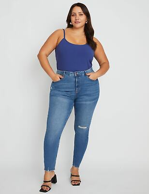 #ad Plus Size Womens Jeans Blue Skinny Cotton Pants Denim Work Wear BeMe $18.50