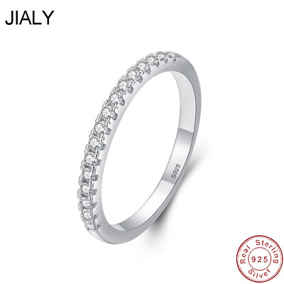 #ad JIALY European Full AAA CZ S925 Sterling Silver Ring Stackable For Women Jewelry $15.57