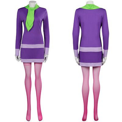 #ad Sccoobyy Daphne Blake Cosplay Costume Outfits Christmas Carnival Women Dress Tie $19.99