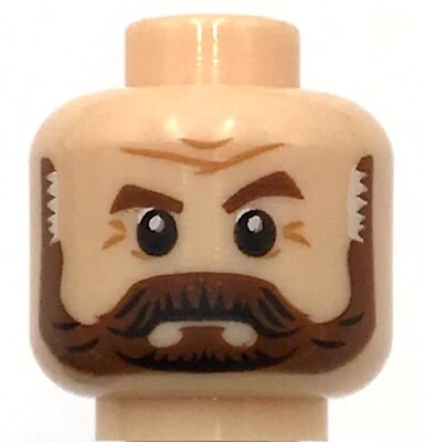 #ad Lego New Light Nougat Minifigure Head Beard Full Brown w Graying Temples Part $2.99