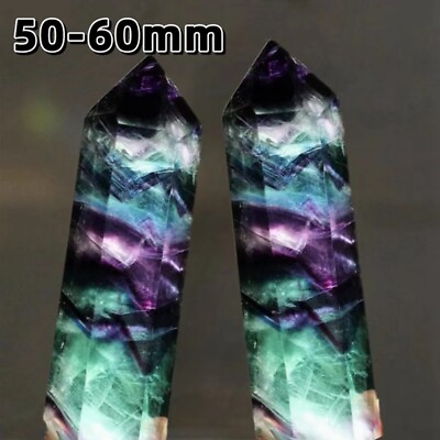 #ad 50 60mm Natural Rainbow Fluorite Crystal Point Wand Quartz Obelisk Rock Healing C $4.89