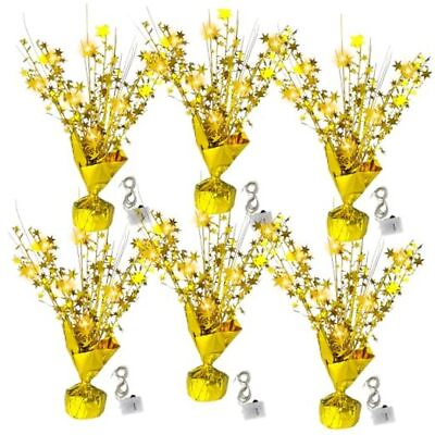 #ad 6 Pcs Metallic Foil Spray Centerpiece with LED Lights Gold Star Gold 6pcs $57.58