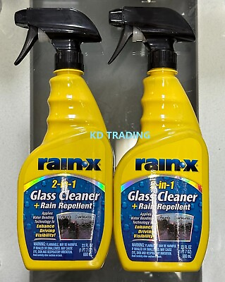 #ad 2 Pk Rain X 2 in 1 GLASS CLEANER RAIN REPELLENT Water Beading Protection SPRAY $29.95