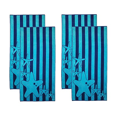 #ad 4 Piece Starfish Cotton Beach Towel Oversized Lightweight Pool Towels 34quot; x 64quot; $24.65