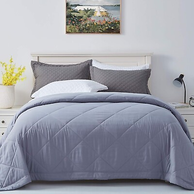 #ad SunStyle Home TWIN 66X86 BEDSPREAD QUILT Comforter DK Grey Lightweight $24.95