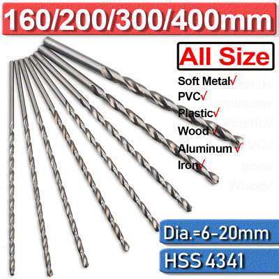 #ad 6 20mm Extra Long Drill Bits Set HSS High Speed Steel Wood Drilling Woodworking $13.79