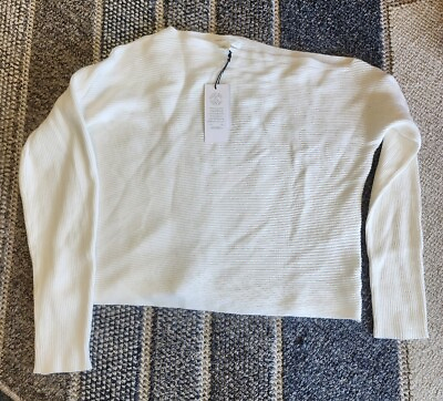 #ad Treasure amp; Bond Women#x27;s Sweater One Shoulder Pullover Ivory White Size Medium $23.99
