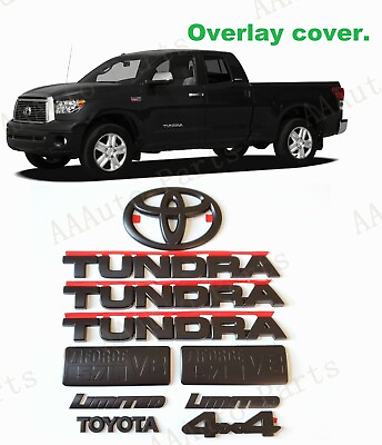 #ad OVERLAY Matte black Tundra V8 Toyota 4X4 Limited Logo Emblems 2007 2013 Tundra $128.80