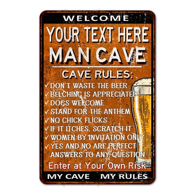 #ad Personalized Man Cave Metal Sign Vintage Bar Garage Wall Décor Gift 108120051001 $20.95